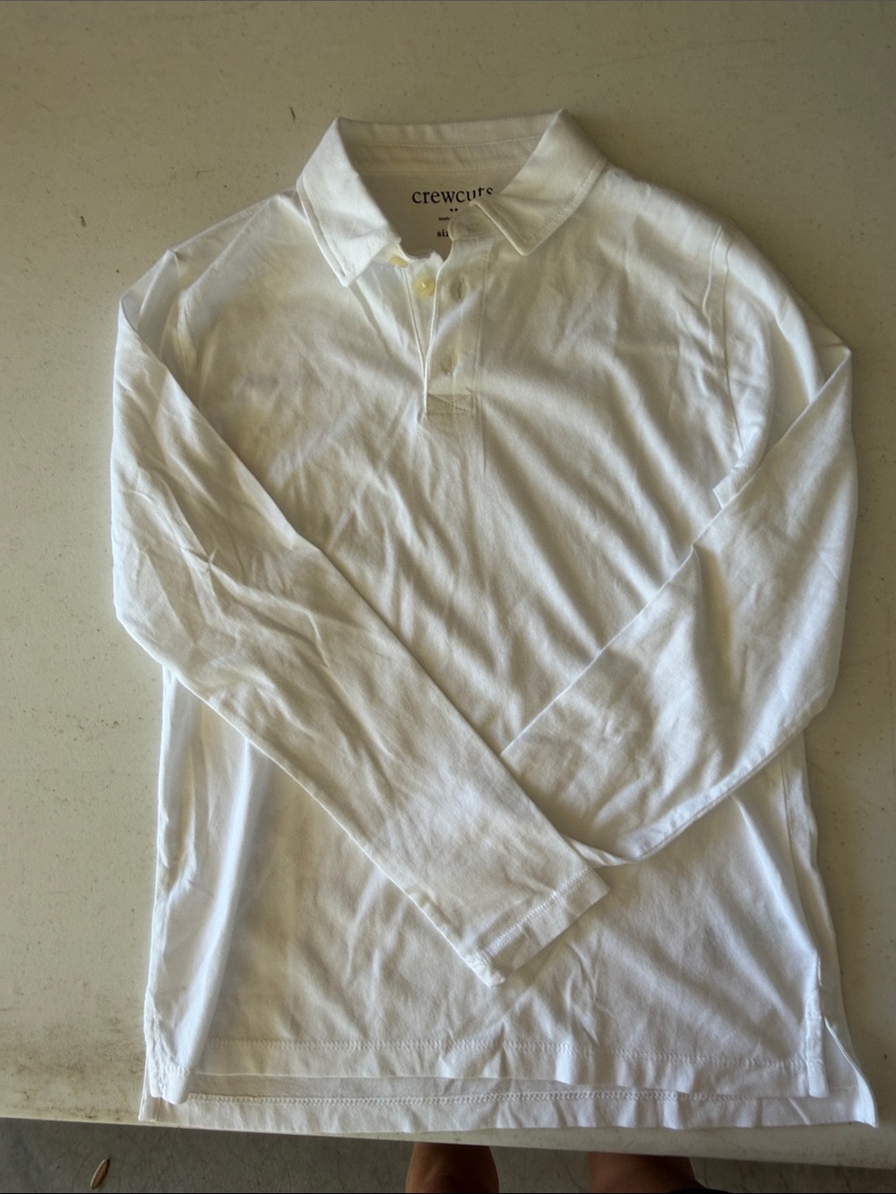 Crewcuts White Long-Sleeve Polo Shirt